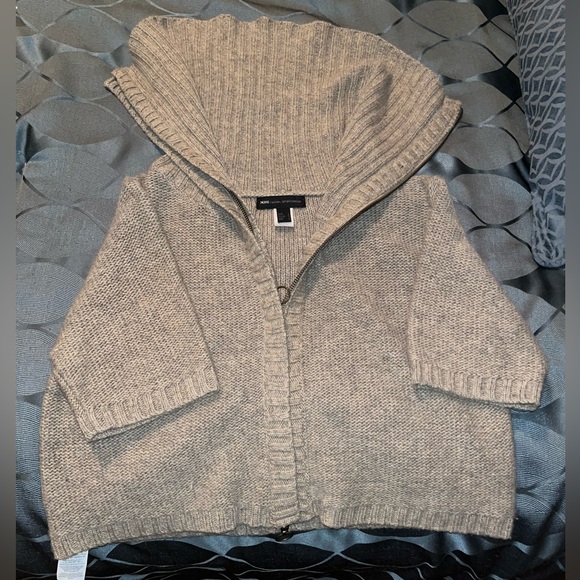 MNG Mango Short Sleeve Knit Double Zip Cropped Sweater | Size M Retro - Picture 3 of 10